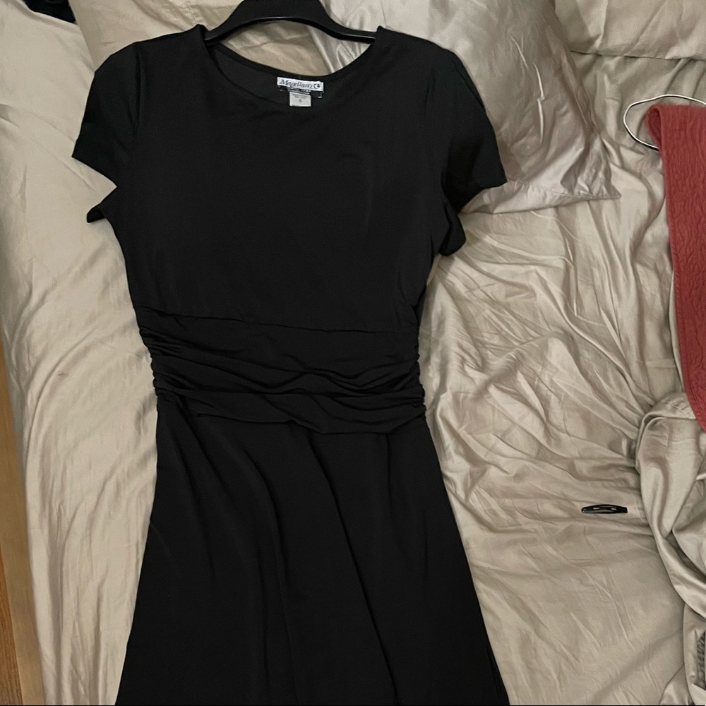 Magellan black no-wrinkle travel midi dress